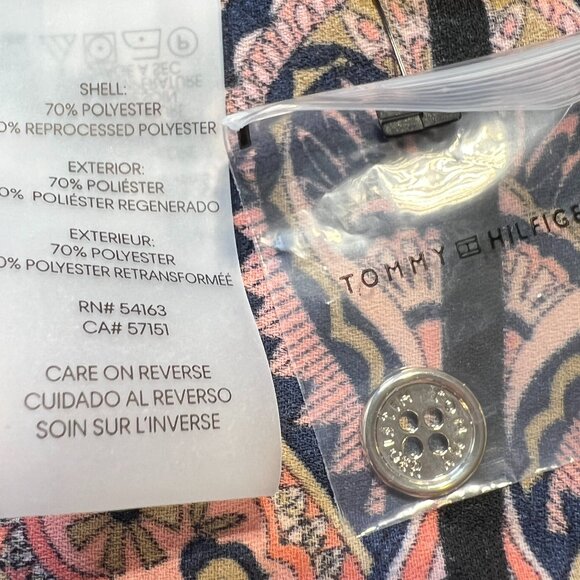 💼Tommy Hilfiger Paisley Top Size L Classic & Chic black Navy Coral pink - Picture 11 of 11